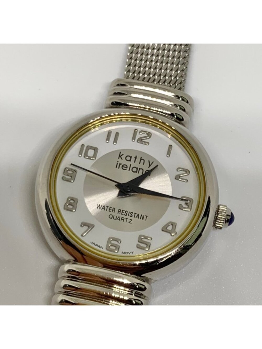 Vintage Kathy Ireland silver tone women watch quartz 25mm mesh band running - Picture 3 of 6